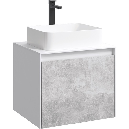 Тумба с раковиной Aqwella Mobi 60 белый/бетон светлый