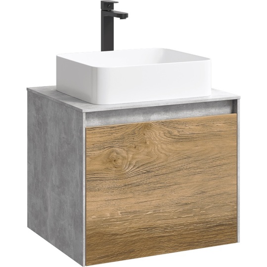 Тумба с раковиной Aqwella Mobi 60 бетон светлый/дуб балтийский