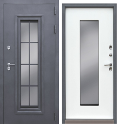 Входная дверь Атриум Кристина Термо Муар Бордо стеклопакет зеркальный