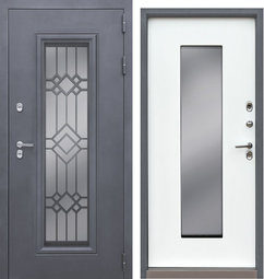 Входная дверь Атриум София Термо Муар Бордо стеклопакет зеркальный