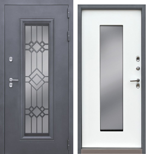 Входная дверь Атриум София Термо Муар Бордо стеклопакет зеркальный