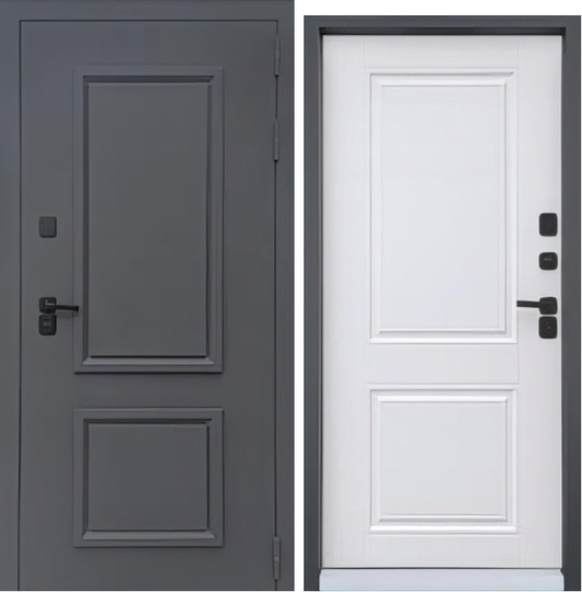 Входная дверь Атриум Термолюкс Муар 7024/Винорит белый