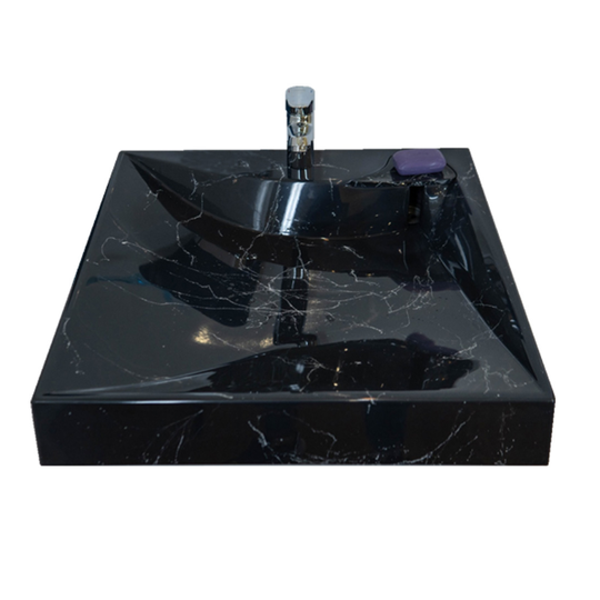 Раковина из литьевого мрамора Azario Gratsiy 59,7х59,8 см черная на стиральную машину