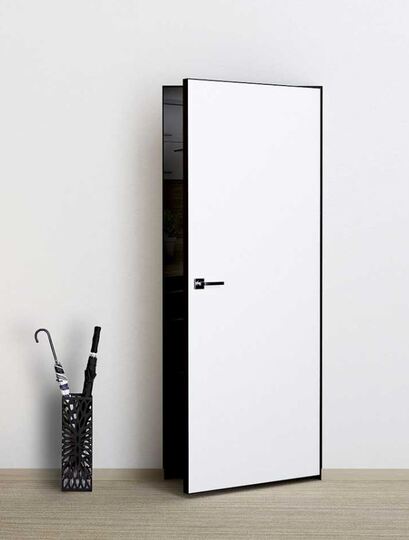 Скрытая дверь невидимка Invisible под покраску с алюминиевой черной кромкой тип 3/4 правая