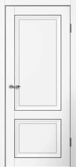 Межкомнатная дверь Flydoors Mone М01 Эмалит белый ДГ молдинг черный