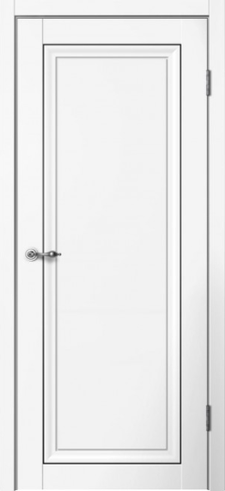 Межкомнатная дверь Flydoors Mone М02 Эмалит белый ДГ молдинг черный