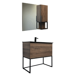Комплект мебели для ванной Comforty Равенна Лофт 90 дуб темно-коричневый