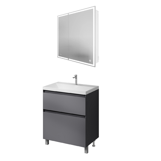 Комплект мебели для ванной Grossman Меркадо 70 графит матовый напольный