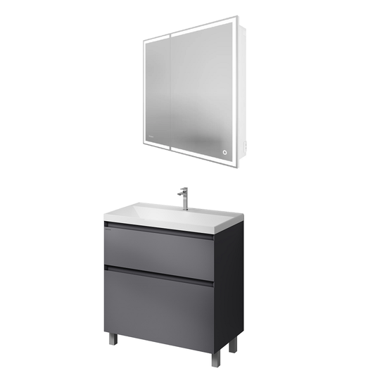 Комплект мебели для ванной Grossman Меркадо 80 графит матовый напольный