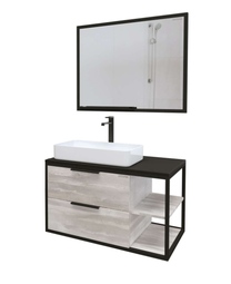 Комплект мебели для ванной Grossman Лофт 90 шанико/металл черный