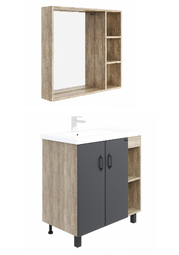 Комплект мебели для ванной Onika Тимбер 80.10 серый мат./дуб сонома