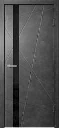 Межкомнатная дверь Flydoors Line 02 Бетон темный стекло лакобель черное
