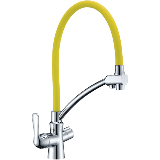 Смеситель для кухни Lemark LM3070C-Yellow Comfort с подключением к фильтру с питьевой водой хром желтый