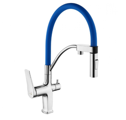 Смеситель для кухни Lemark LM3074C-Blue Comfort с подключением к фильтру с питьевой водой хром синий