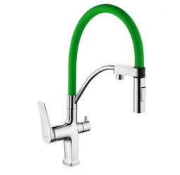 Смеситель для кухни Lemark LM3074C-Green Comfort с подключением к фильтру с питьевой водой хром зеленый