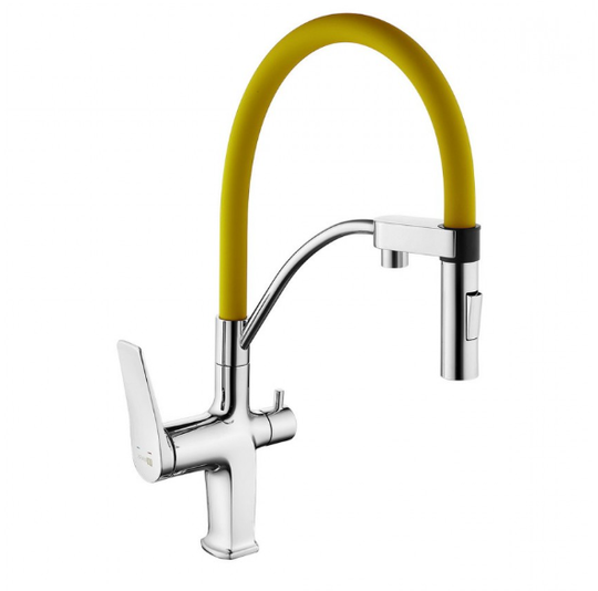 Смеситель для кухни Lemark LM3074C-Yellow Comfort с подключением к фильтру с питьевой водой хром желтый