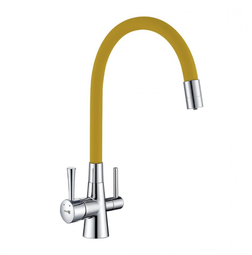 Смеситель для кухни Lemark LM3075C-Yellow Comfort с подключением к фильтру с питьевой водой хром желтый