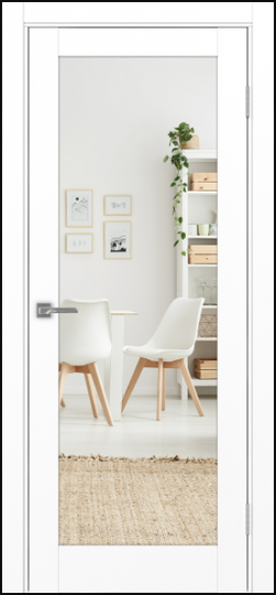 Межкомнатная дверь OPorte Турин 501.2 Зеркало/Зеркало Белый снежный