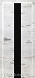 Межкомнатная дверь Royal 3 Дуб Арктика стекло черное