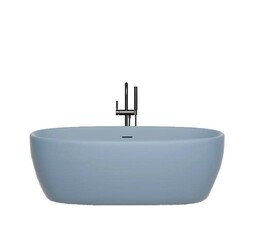 Ванна из цветного искусственного камня отдельностоящая Salini Luce Pigeon blue 170х85 см полный прокрас