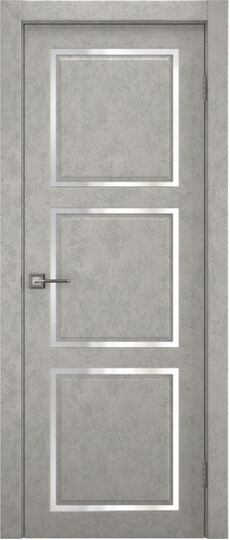 Межкомнатная дверь Synergy Лео парящая филенка Бетон серый с зеркалом серебро
