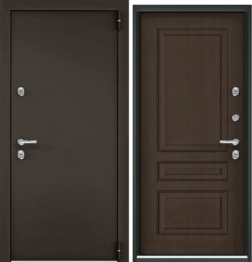Дверь входная стальная Торэкс Snegir Arctic МР Букле коричневый/ПВХ Дуб коньяк SA-С3