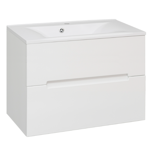 Тумба с раковиной Aqua de Marco Olivia 80 белая подвесная 2 ящика