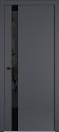 Межкомнатная дверь VFD Urban 1SV Emalex Onyx стекло лакобель черное black gloss кромка алюминиевая черная  4 стороны BE
