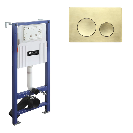 Инсталляция Veconi Frame V600 с кнопкой Flush V2 золото брашинг