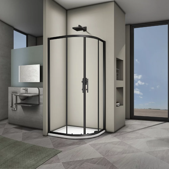 Душевой уголок Veconi RV-07B 100x100x190 черный профиль
