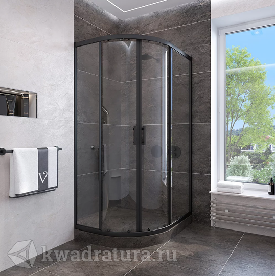 Душевой уголок Veconi RV-107B 80x80х190 черный профиль