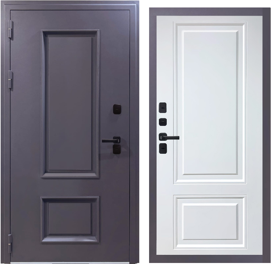 Входная дверь VFD Termo Strong Муар коричневый/Белая шагрень