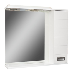 Зеркало-шкаф Домино Cube 80 белый L/R с LED подсветкой