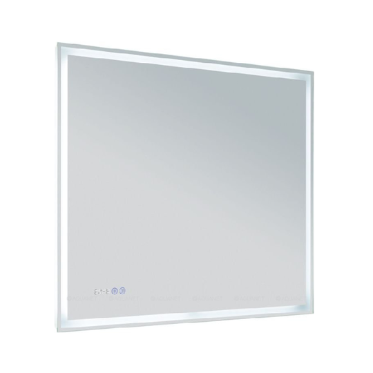 Зеркало Aquanet Оптима 90 белый матовый с часами и подсветкой